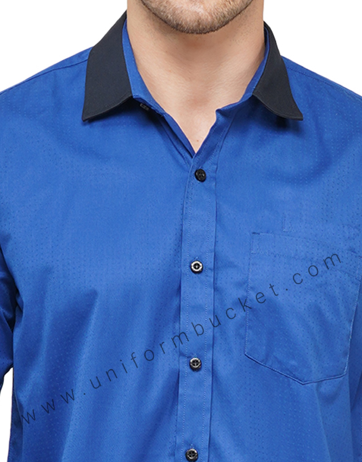 ROYAL BLUE DOTTED MALE SHIRT WITH DARK NAVY BLUE TRIM thumbnail 5